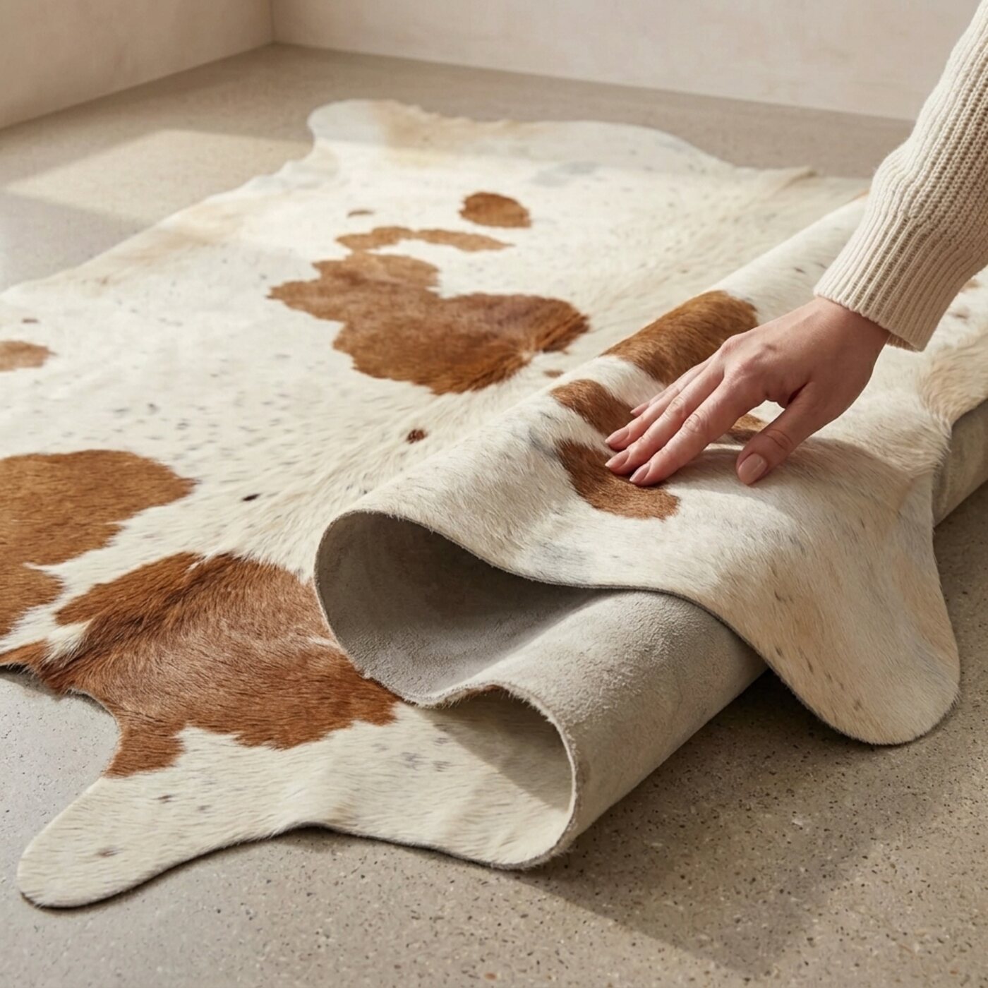 Peau de vache Brun et blanc tacheté - image 4