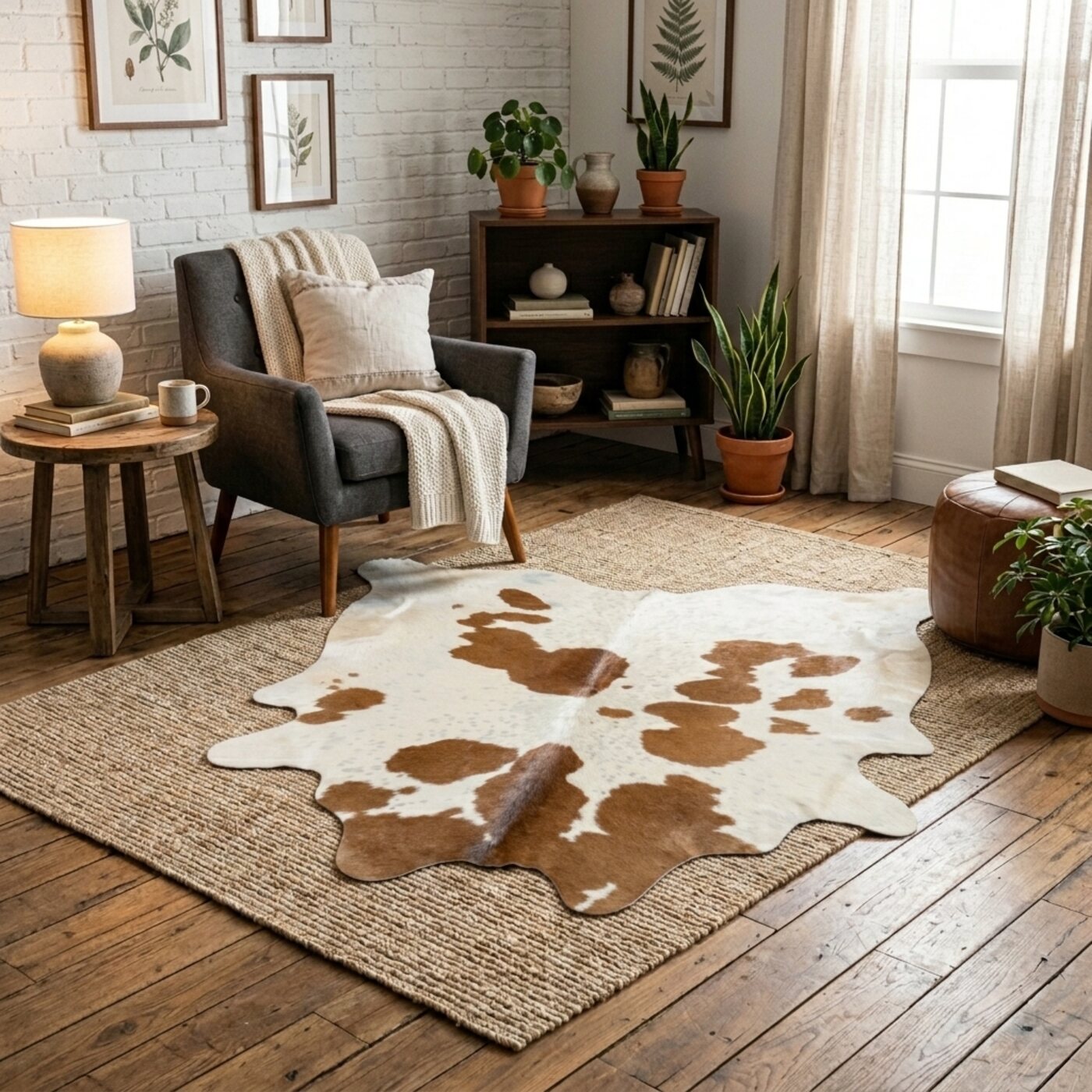 Peau de vache Brun et blanc tacheté - image 1