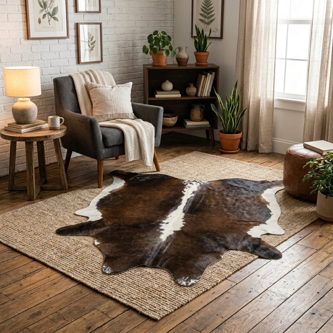 Peau de vache Hereford brun foncé et blanc - image 1