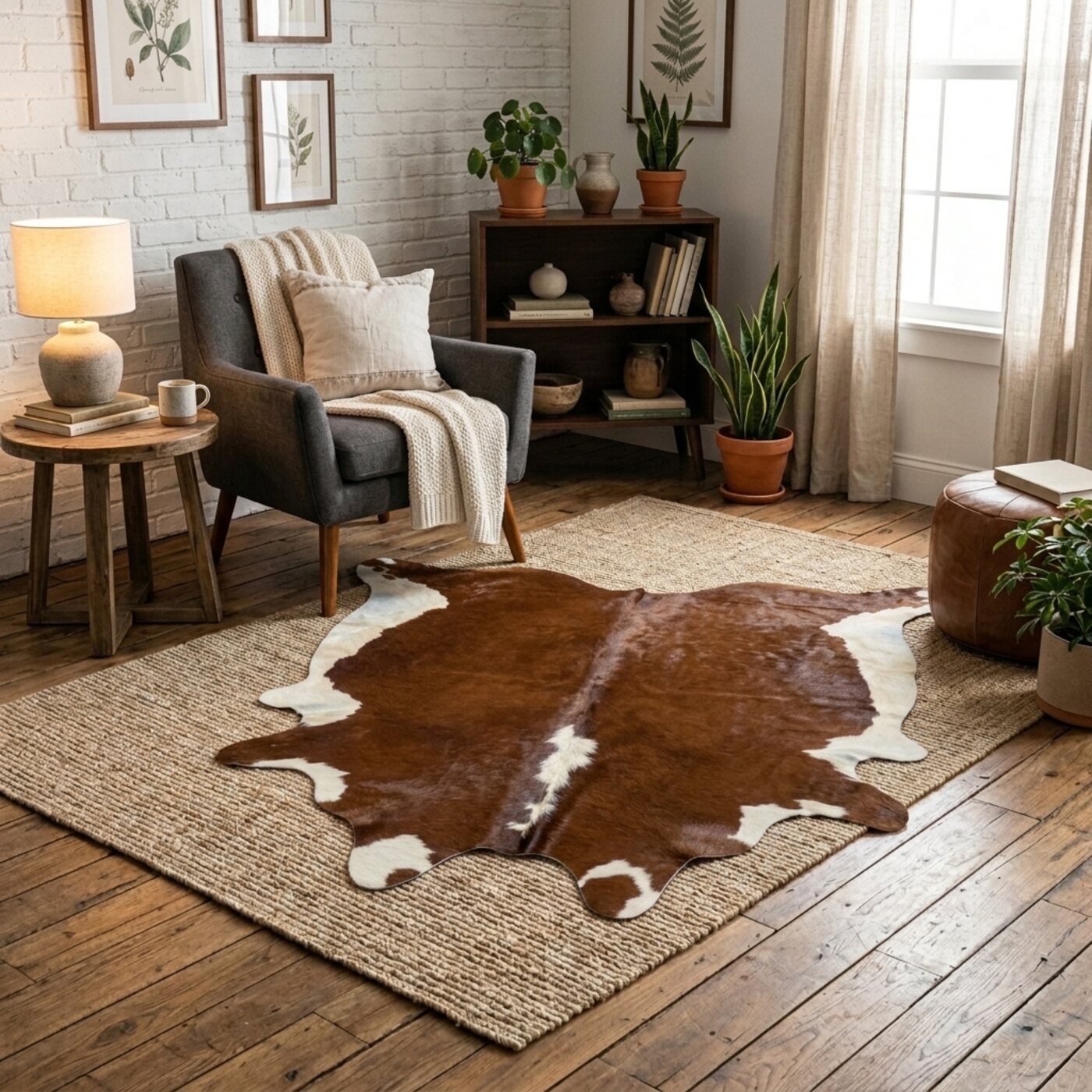 Peau de vache Hereford brun roux et blanc - image 1