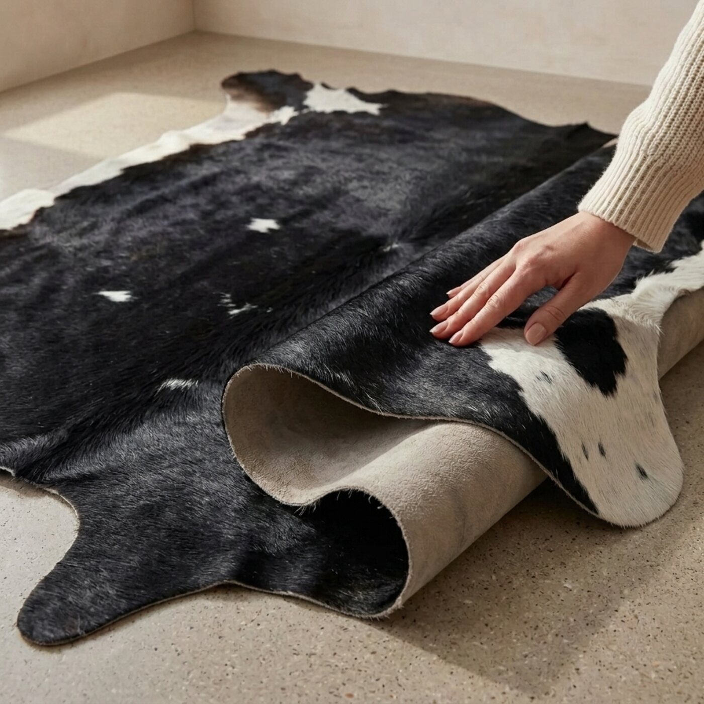 Peau de vache Noir et blanc tacheté foncé - image 4