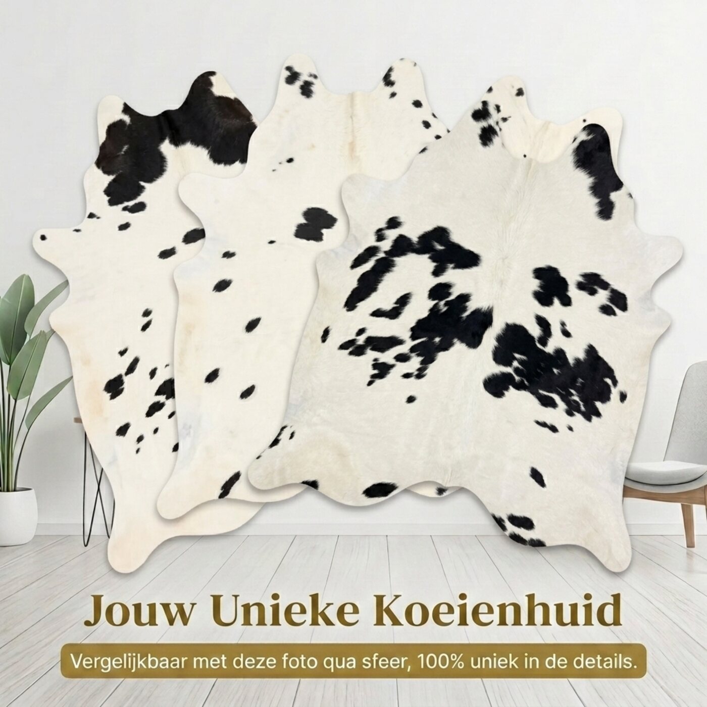 Peau de vache Noir et blanc tacheté clair - image 6