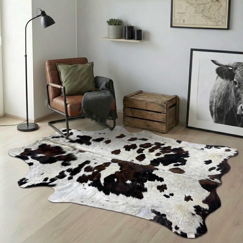 Tapis en peau de vache 232x193 cm - image 1