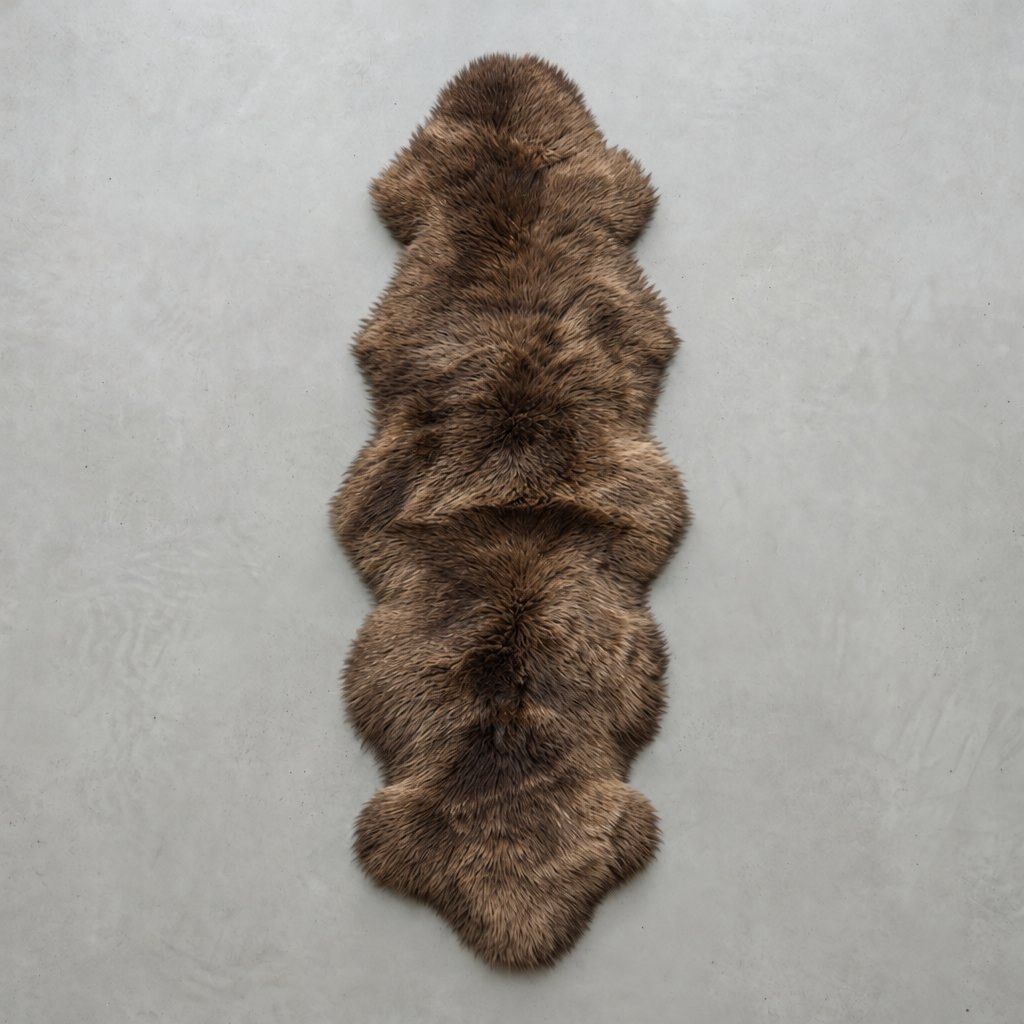 Tapis en peau de mouton marron
