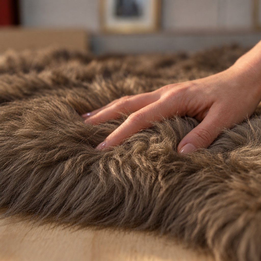 Tapis en peau de mouton marron – 2 peaux - image 4