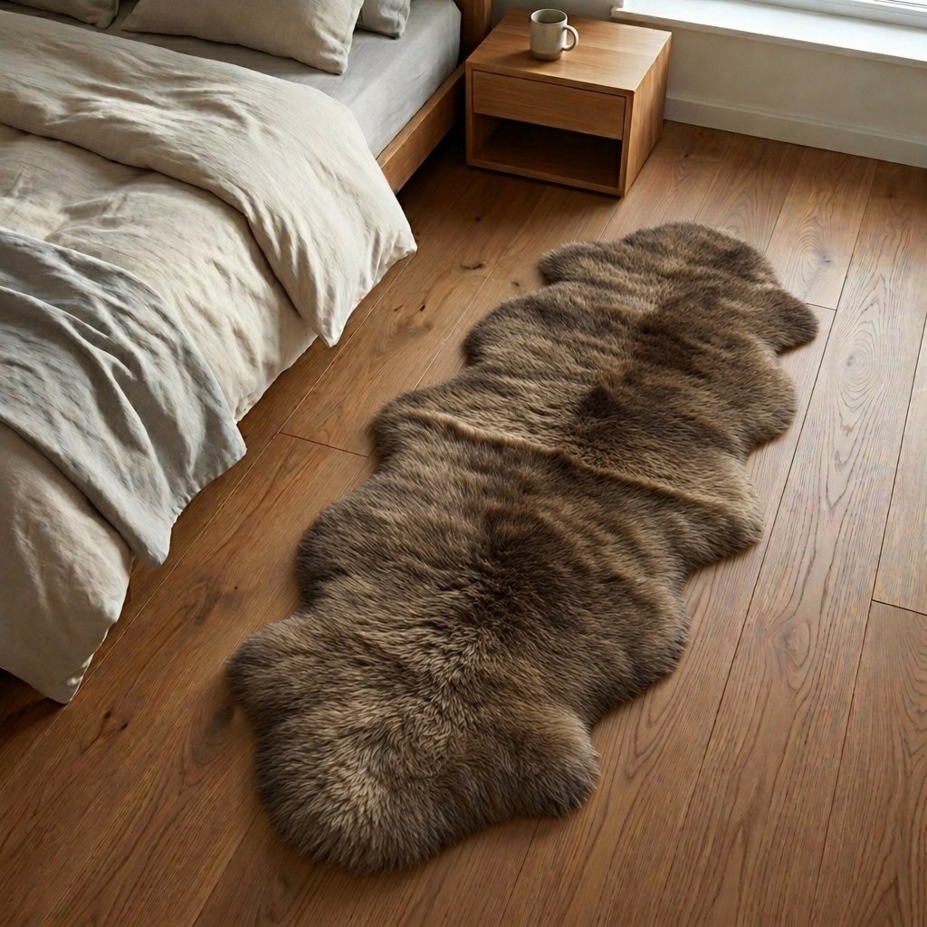 Tapis en peau de mouton marron – 2 peaux - image 1