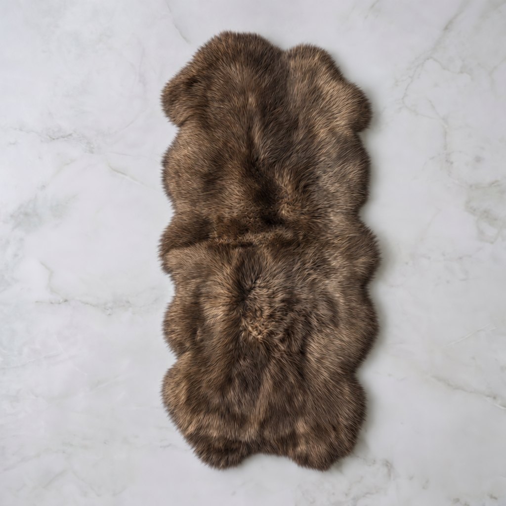 Tapis en peau de mouton marron