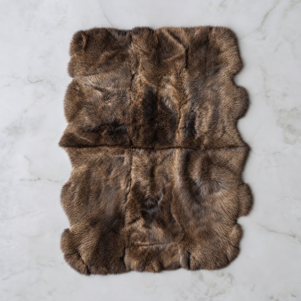 Tapis en peau de mouton marron