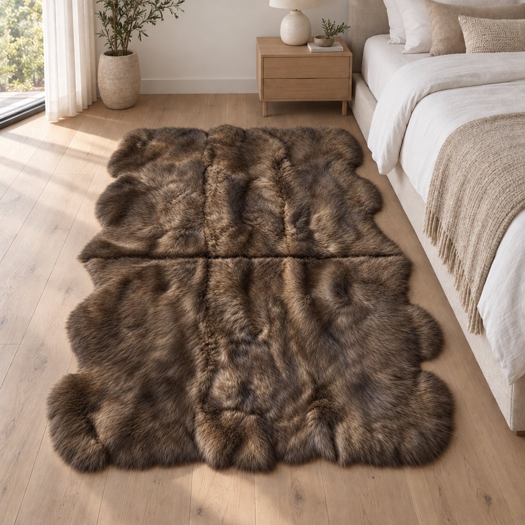 Tapis en peau de mouton marron – 6 peaux - image 2