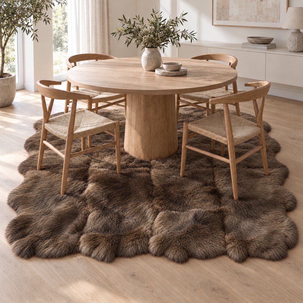Tapis en peau de mouton marron – 8 peaux - image 2