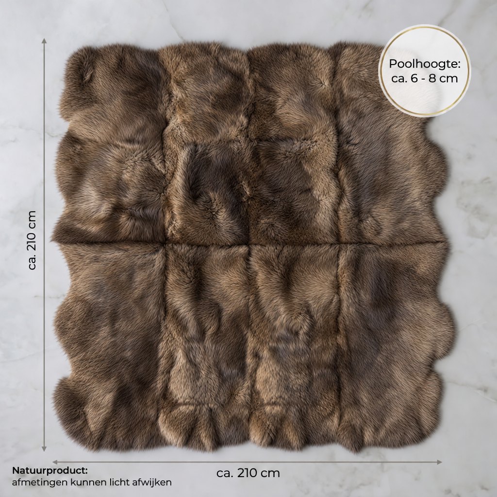 Tapis en peau de mouton marron – 8 peaux - image 3