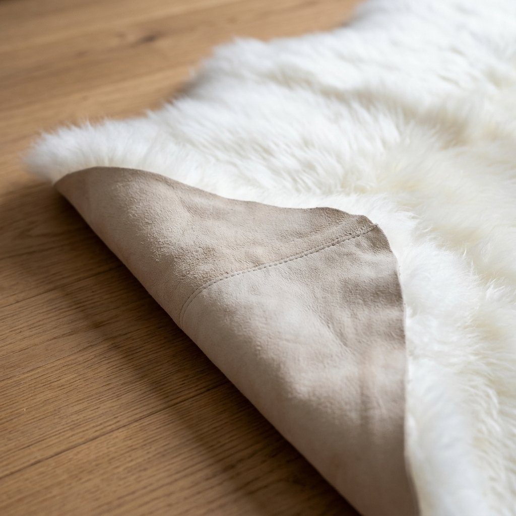 Tapis en peau de mouton blanc – 2 peaux - image 5