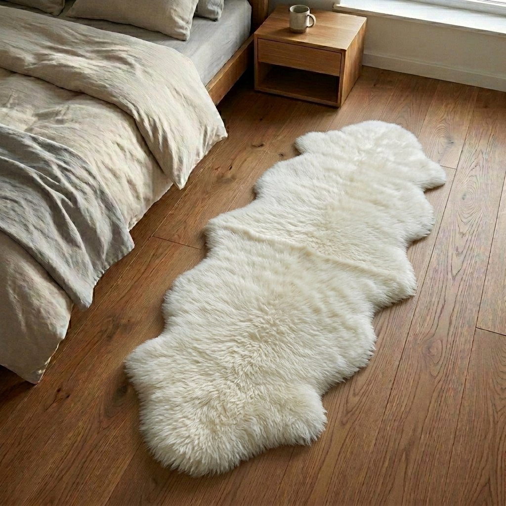 Tapis en peau de mouton blanc – 2 peaux - image 1
