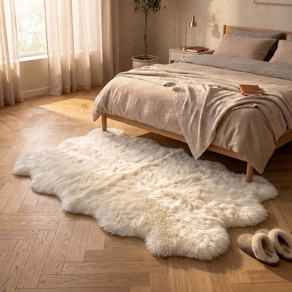 Tapis en peau de mouton blanc – 4 peaux - image 2