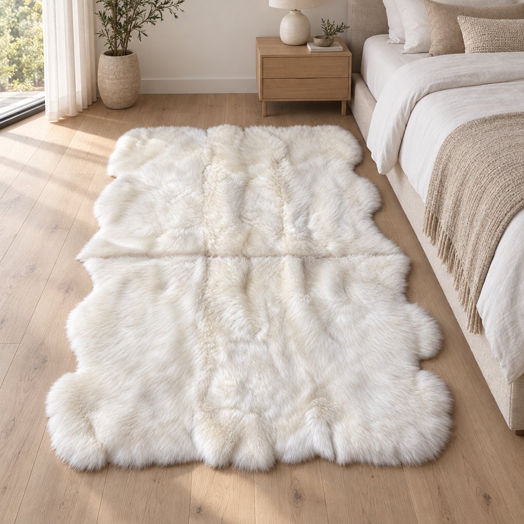 Tapis en peau de mouton blanc – 6 peaux - image 2