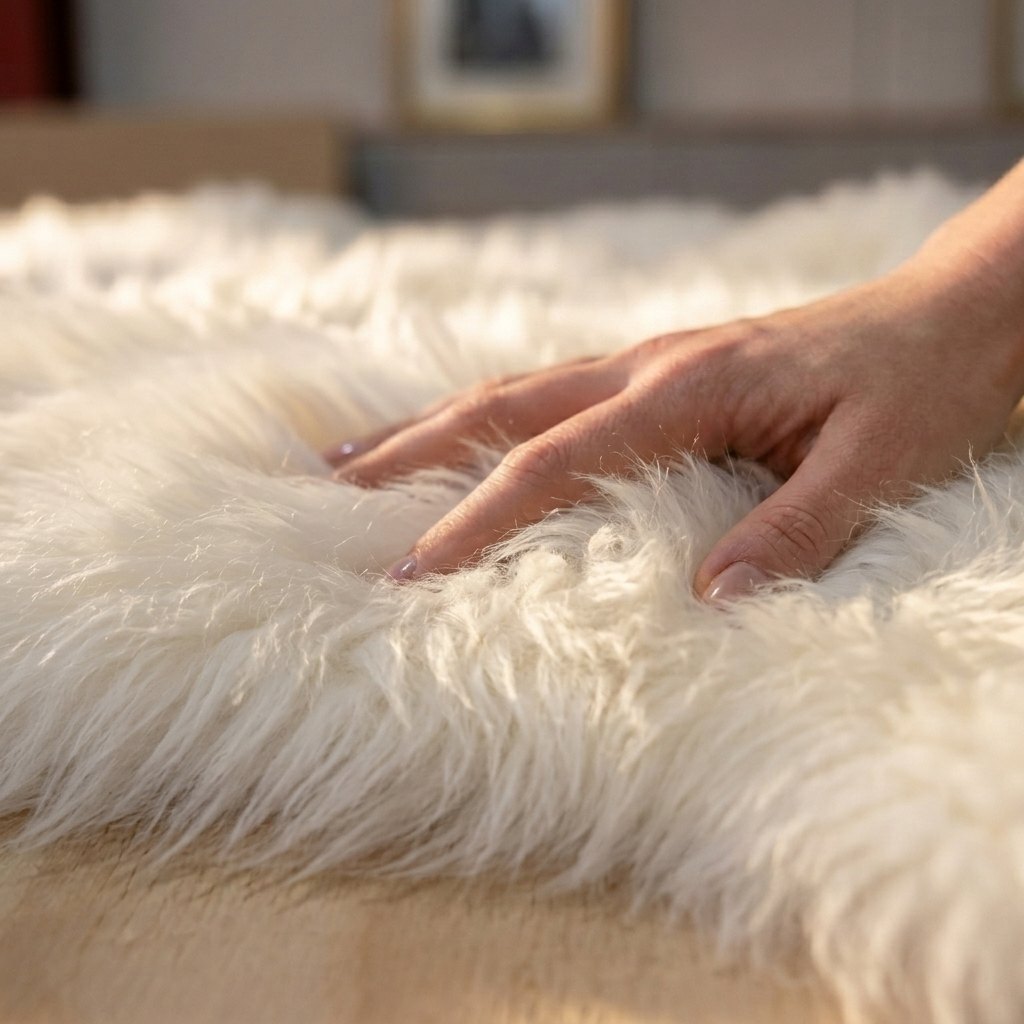 Tapis en peau de mouton blanc – 8 peaux - image 4