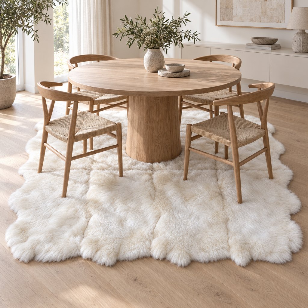 Tapis en peau de mouton blanc – 8 peaux - image 2