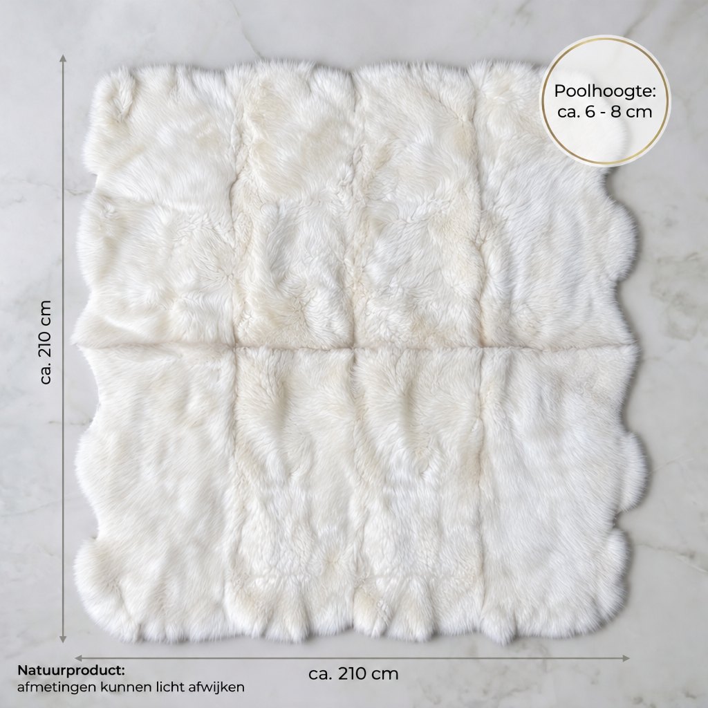 Tapis en peau de mouton blanc – 8 peaux - image 3
