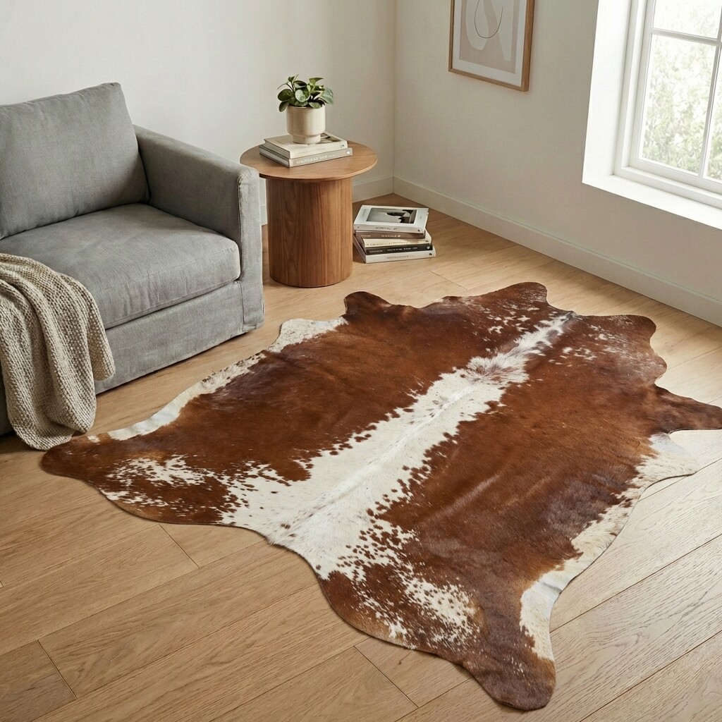 Tapis en peau de vache 198x188 cm - image 1